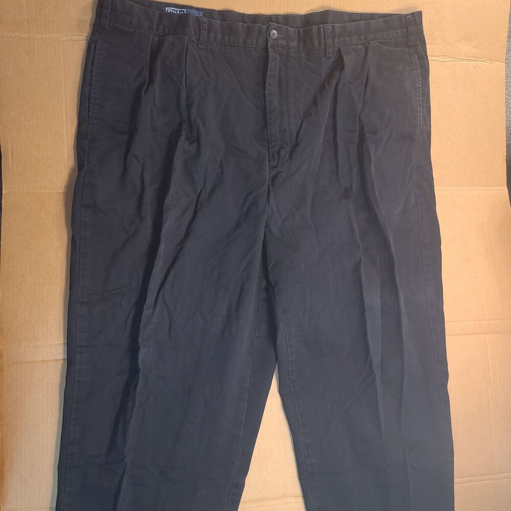 Polo Ralph Lauren Andrew Pants Mens 46Bx32 Classic Chino Black Cotton Preowned